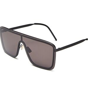 Saint Laurent Shield Oversized Sunglasses Black YSL Visor Style